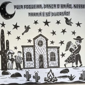 Painel Cordel – Arraiá em Preto e Branco