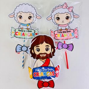 ✨🐑 Kit LEMBRANÇA DIA DAS CRIANÇAS Jesus e Ovelhinhas 🐑✨